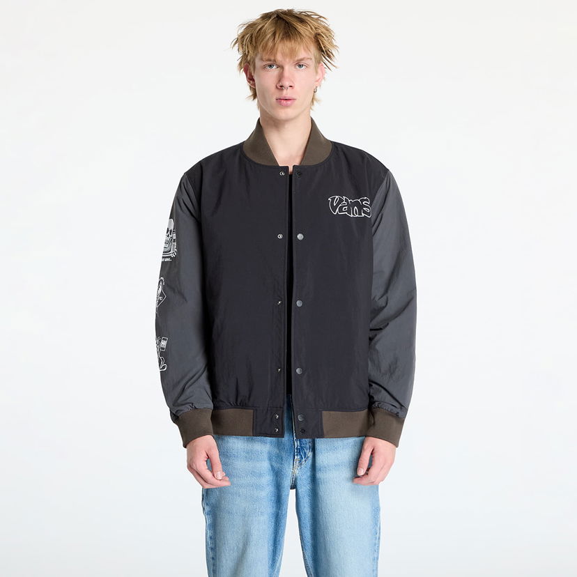 Bomber bunda Vans Crazy Eddy Baseball Jacket Čierna | VN000JY1KOU1