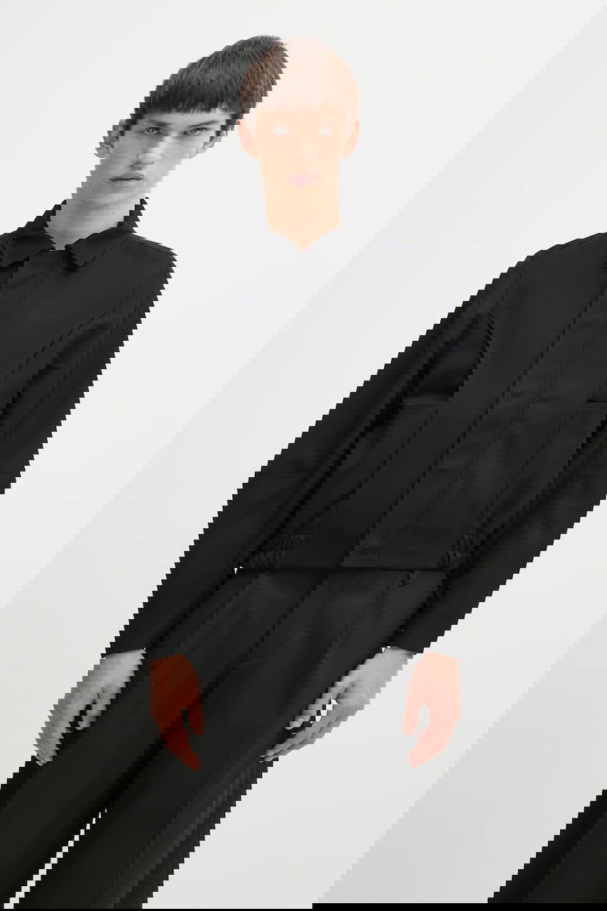 Bunda ADER ERROR Collared Cropped Jacket with Wool Blend and Elasticated Hem Čierna | BO01FWJK0106BK, 0