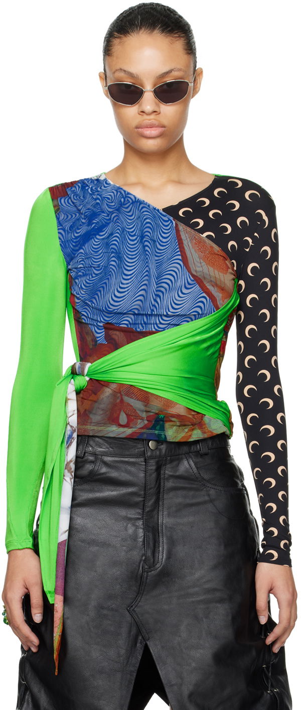 Tričko Marine Serre Shelter Draped Blouse Zelené | WTO049, 0