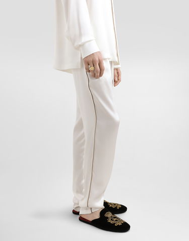 Pyžamo Dolce & Gabbana Dolce & Gabbana Silk Pajama Pants with Logo Embroidery Biela | GVCRAZFU1AUW0001, 3