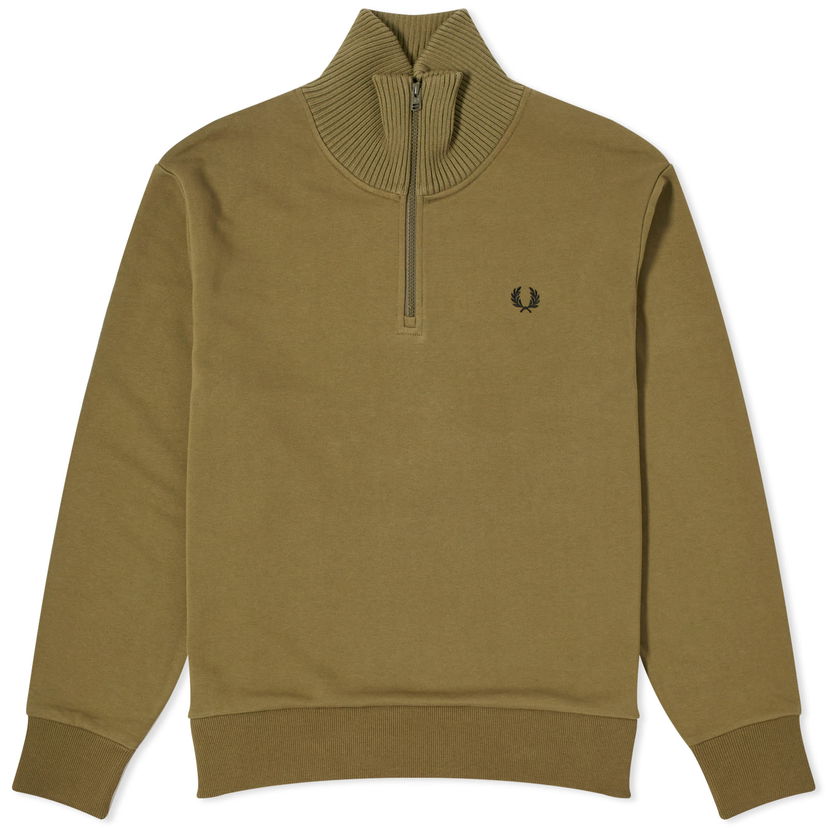 Mikina Fred Perry Knitted Trim Zip Neck Sweatshirt Zelené | M6654-Q55