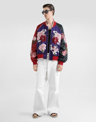 Bomber bunda Dolce & Gabbana Dolce & Gabbana Satin Floral Embroidered Bomber Jacket Fialová | G9ZA9ZGJ063S9000, 1