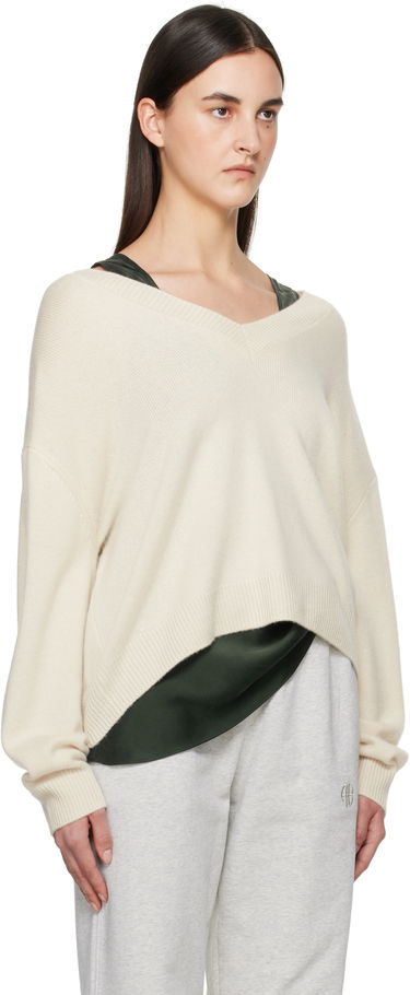Sveter Anine Bing ANINE BING Lee Lace-Trim V-Neck Sweater Béžová | A-09-3280-101, 4