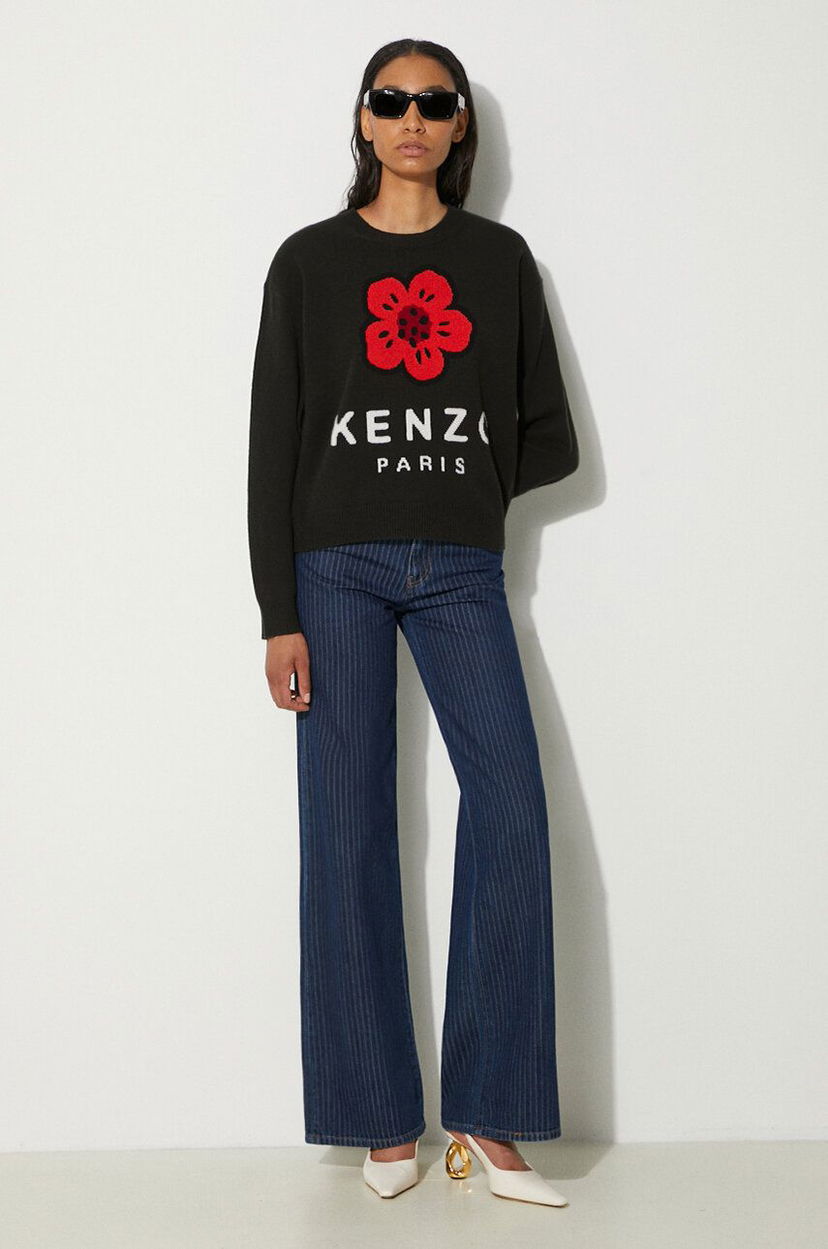 Sveter KENZO Sweater With Flower Print Čierna | FE62PU4903LD.99J