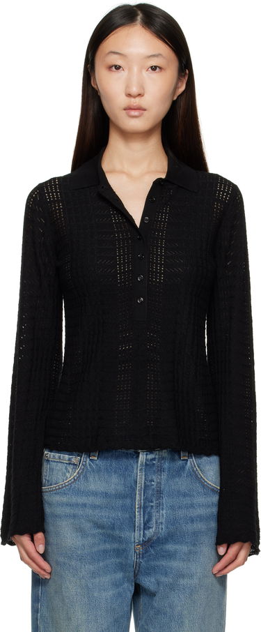 Polo tričko Loulou de Saison Loulou de Saison Tiha Knit Polo Čierna | TIHA, 0