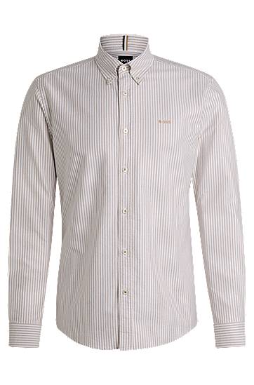 Košeľa BOSS Slim Fit Striped Oxford Cotton Shirt Béžová | 50520275, 0