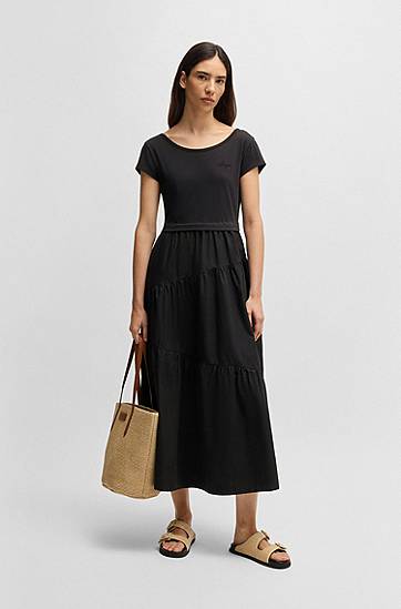 Šaty BOSS Tiered Maxi Dress Čierna | 50536742, 1