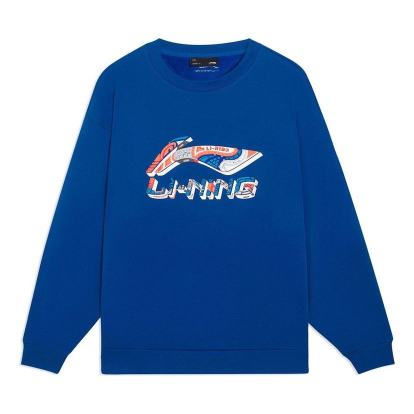 Mikina Li-Ning Essential Logo Sweatshirt Modrá | AWDSI59-4