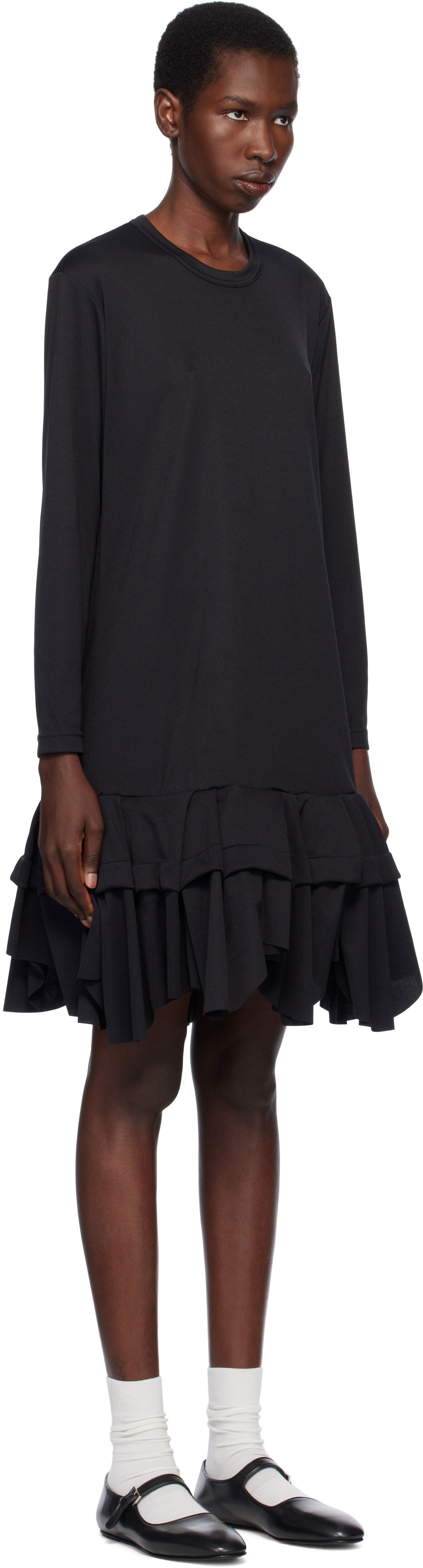Šaty Comme des Garçons Comme des Garçons Midi Dress with Ruffles Čierna | RO-T009-051-1, 1