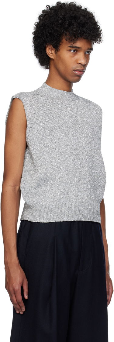 Sveter Dries Van Noten Dries Van Noten Metallic Knit Vest Šedá | 251-021222-1706, 1