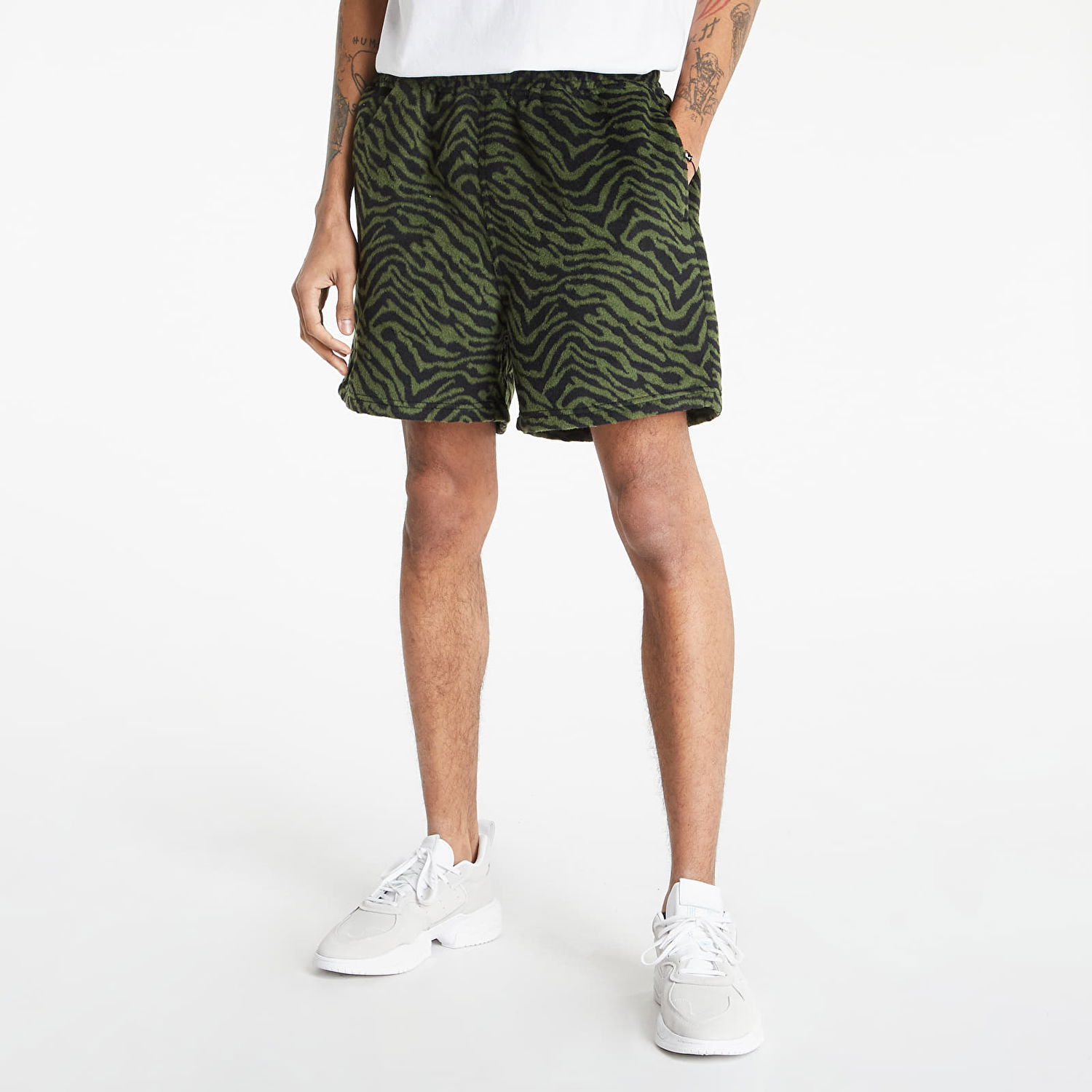 Šortky Pleasures Breaker Fuzzy Stripe Shorts Zelené | P22SP002 green, 0