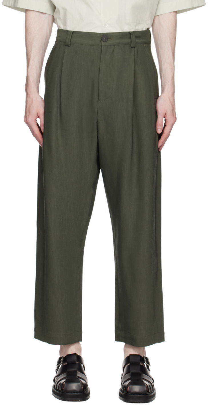 Nohavice Studio Nicholson Studio Nicholson Tuck Trousers Zelené | TUCK SNM-787, 0