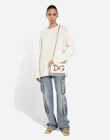 Sveter Dolce & Gabbana Cashmere Sweater With Logo Embroidery Biela | FXX56ZJAWYPW0001, 1