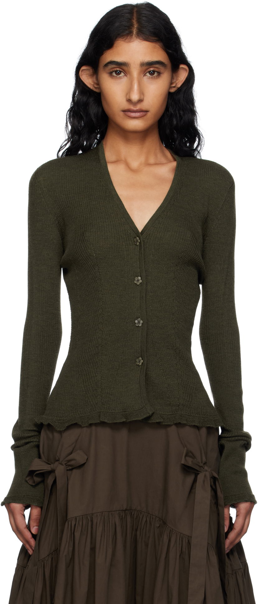 Sveter Cecilie Bahnsen Cecilie Bahnsen Bessie Knit Cardigan Zelené | 2.25KNI52003 BESSIE CARDIGAN