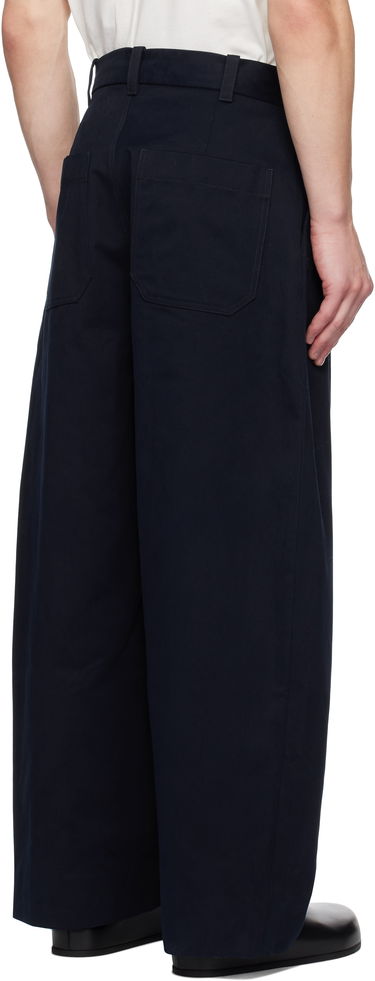 Nohavice Studio Nicholson Studio Nicholson Pleated Wide-Leg Trousers Navy | SORTE SNM - 1248, 2