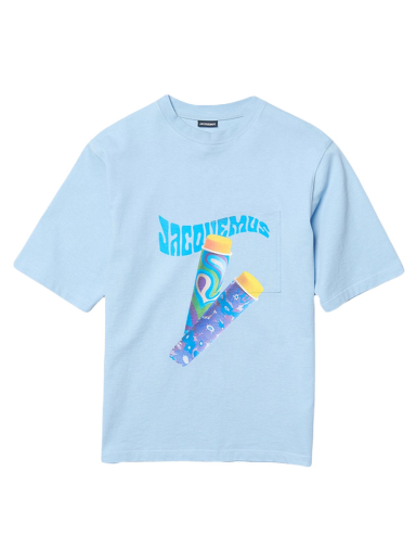 Tričko Jacquemus Le T-Shirt Paisley Sorbet Logo Boxy Fit T-Shirt Print Modrá | 226JS049-2099-3CD