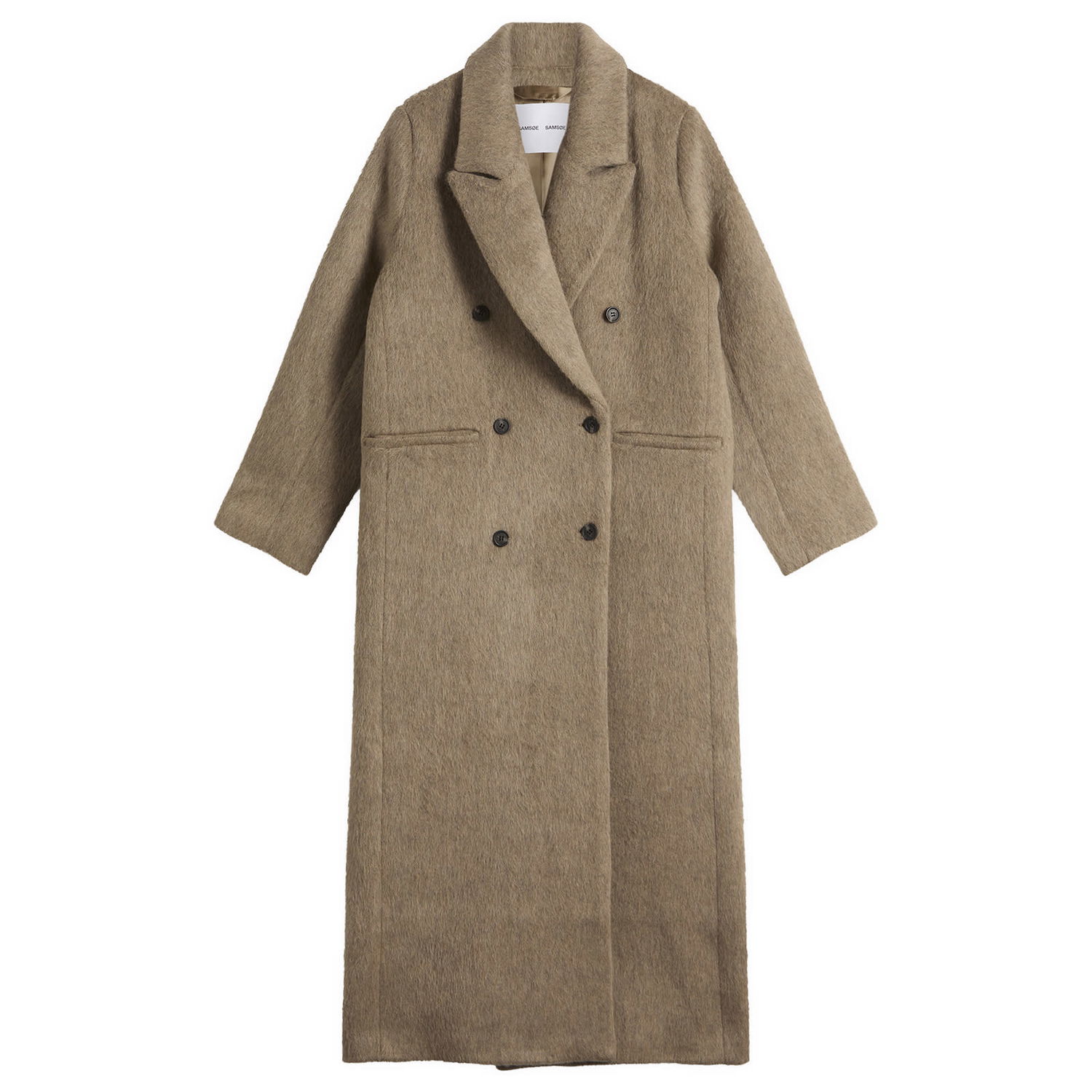 Kabáty Samsoe Samsoe Sajilla Hairy Wool Double-breasted Coat Béžová | F25400029-CLR002394, 0
