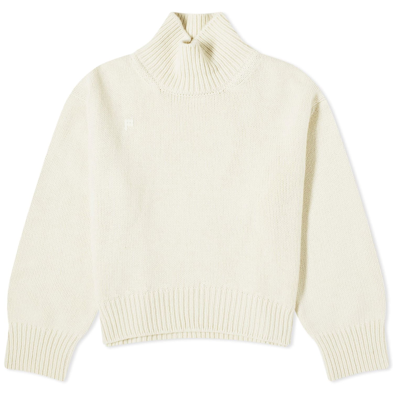 Sveter PANGAIA Recycled Cashmere Chunky Turtleneck Sweater, Size Large Biela | 10000672139, 0