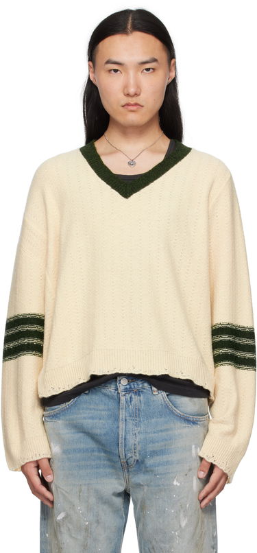 Sveter Enfants Riches Déprimés Enfants Riches Déprimés Asymmetrical Varsity V-Neck Sweater Béžová | 080-248, 0