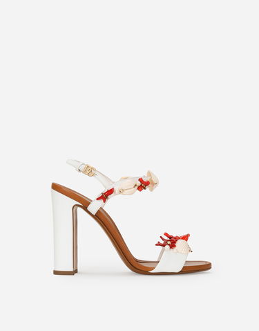 Tenisky a topánky Dolce & Gabbana Nappa Leather Sandals With Coral Embroidery Biela | CR1747AW1168V135, 0