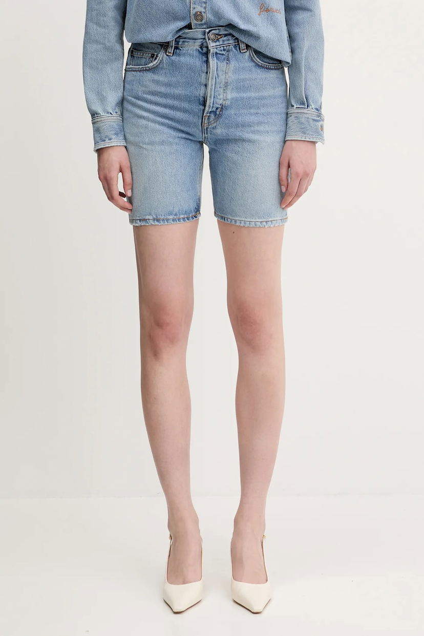 Šortky Fiorucci Fiorucci Bermuda Denim High Waist Shorts Modrá | W02SMDSH316DN01DN01