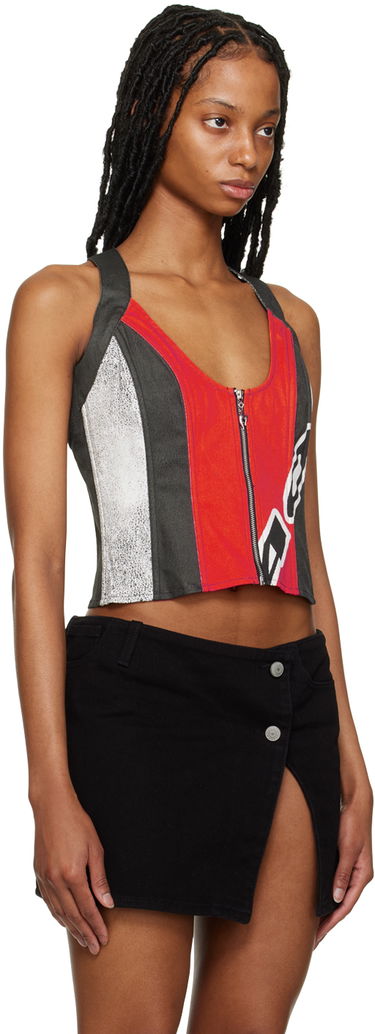 Tielko Miaou Miaou Valda Graphic Print Corset Top Červená | 4014TKROM, 1