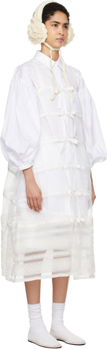 Šaty Comme des Garçons Comme Des Garçons Organdy Embroidered Midi Dress Biela | TN-A003-051, 1