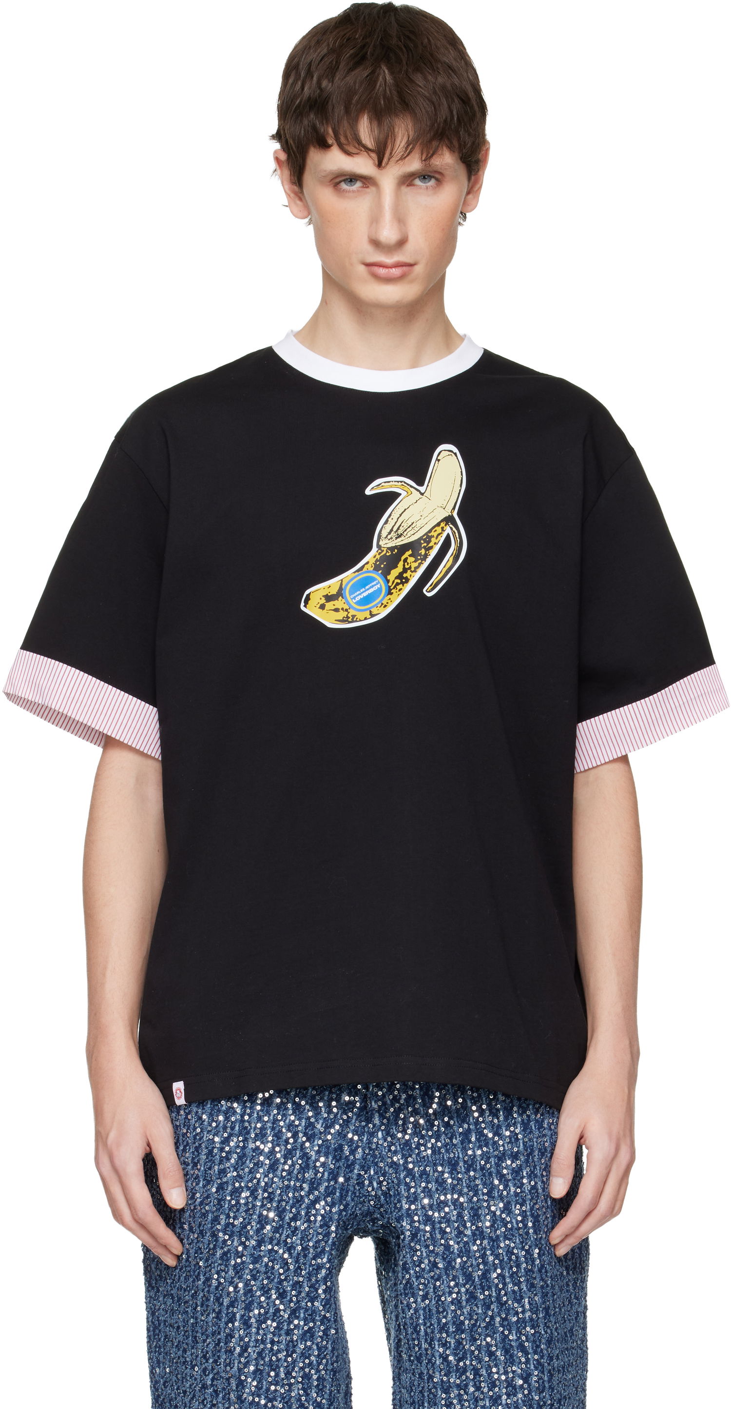 Tričko Charles Jeffrey Loverboy Charles Jeffrey LOVERBOY Banana Graphic Turn Up T-shirt Čierna | 052080501, 0
