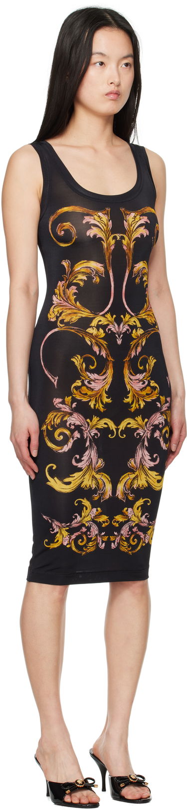 Šaty Versace Versace Jeans Couture Outline Barocco Slip Midi Dress Čierna | E78HAO9P6_EJS473, 1