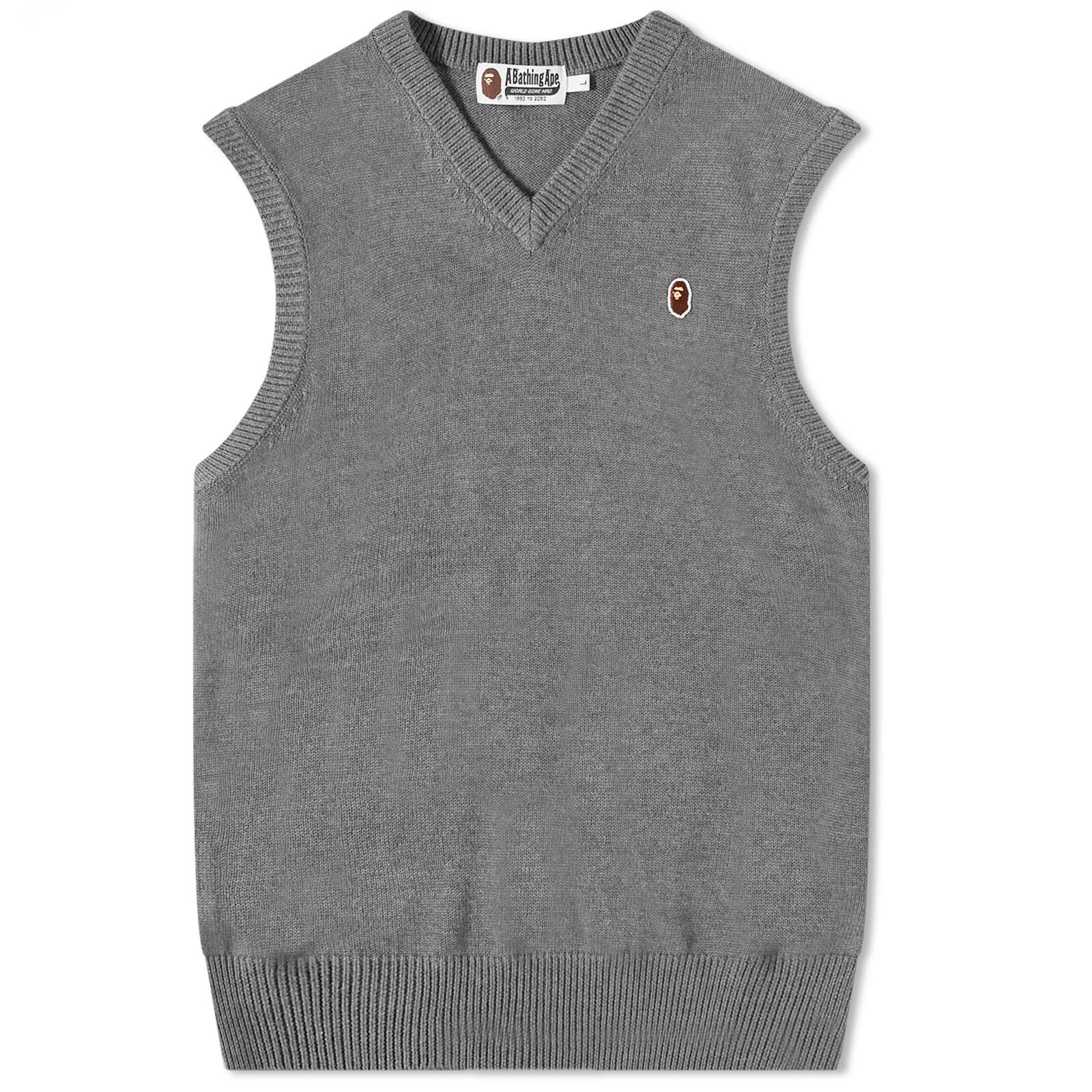 Ape Head One Point Knit Vest Grey