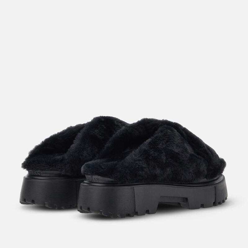 Hogan H644 Chunky Faux Fur Mule