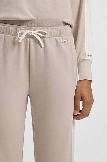 Súprava BOSS Contrast-trim tracksuit bottoms with double waistband Béžová | 50550717, 1