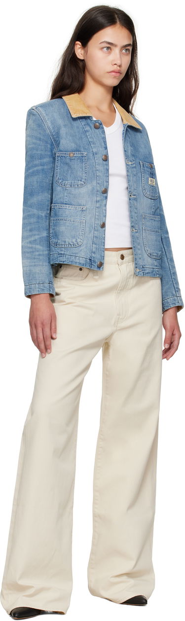 Bunda R13 Cropped Denim Chore Jacket Modrá | R13WD183-D346A, 3