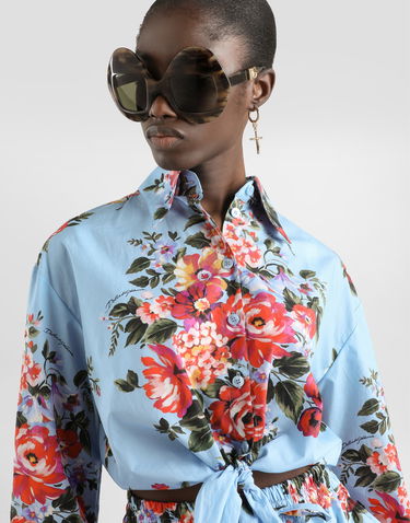 Košeľa Dolce & Gabbana Flower Bouquet-print Tie-front Long-sleeved Cotton Shirt Rôznofarebný | F5T76THS5UUHC5ZO, 3