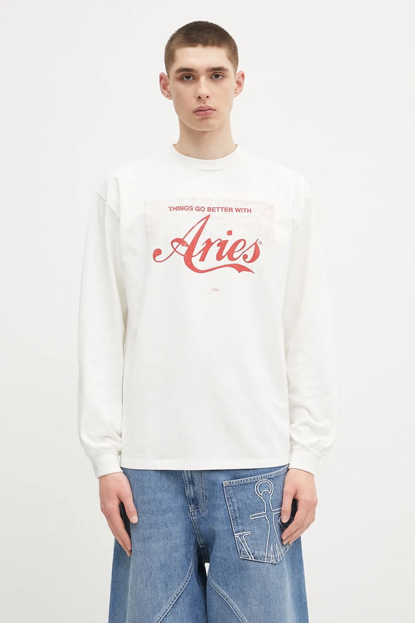 Tričko Aries Aries Faded Cola LS Tee Long Sleeve T-Shirt Biela | AR6265203