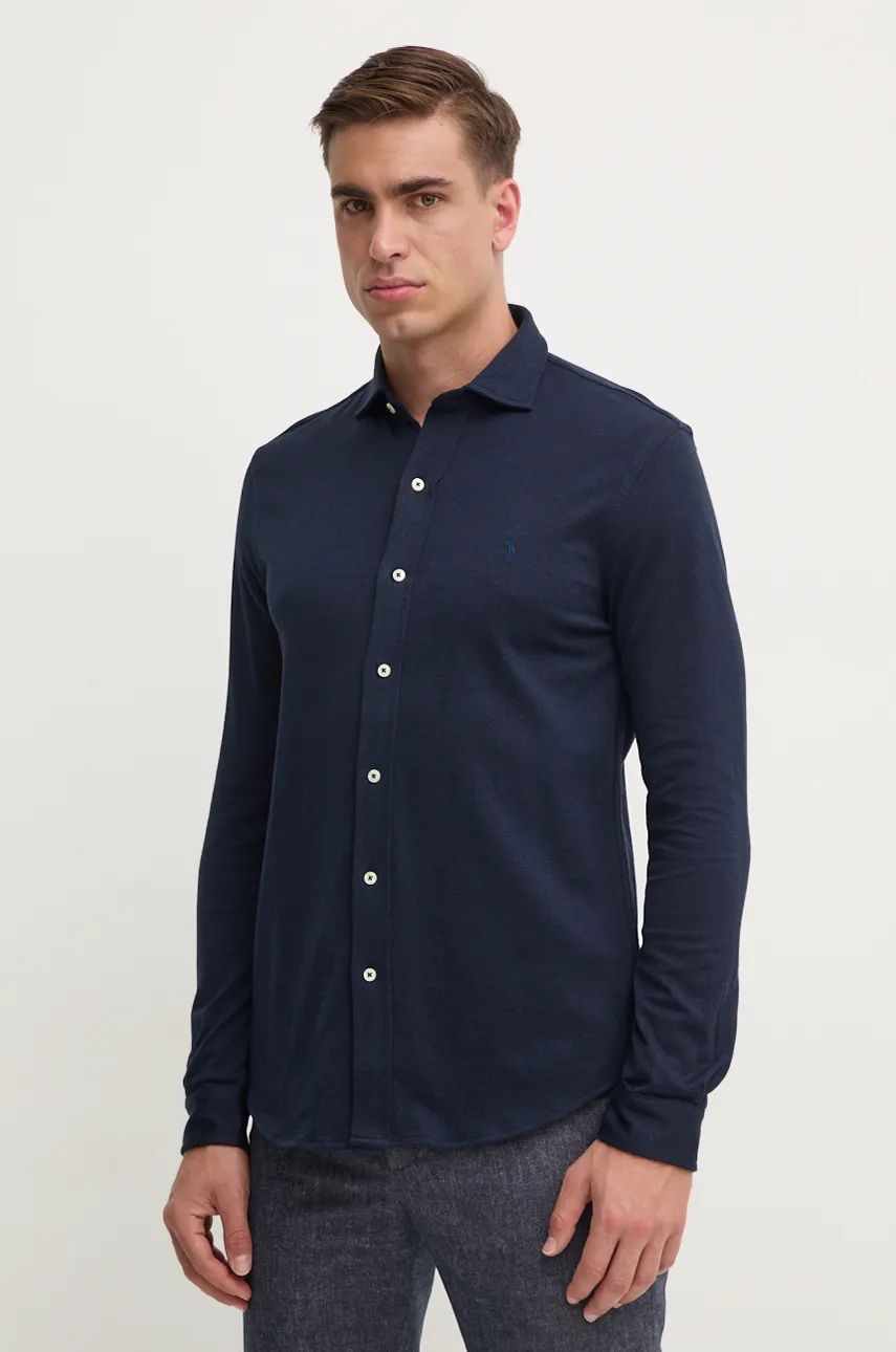 Košeľa Polo by Ralph Lauren Slim Fit Cotton Shirt with Classic Collar Navy | 710958122, 0