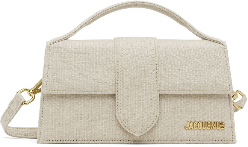 Taška cez rameno Jacquemus Les Classiques 'The large Bambino' Linen Top Handle Shoulder Bag Béžová | 22HBAW00007AW00094