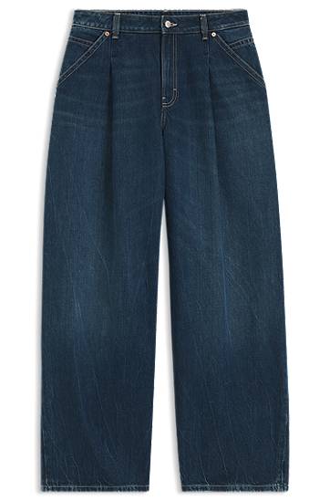 Džínsy BOSS Wide-leg jeans with front pleats Modrá | 50548420