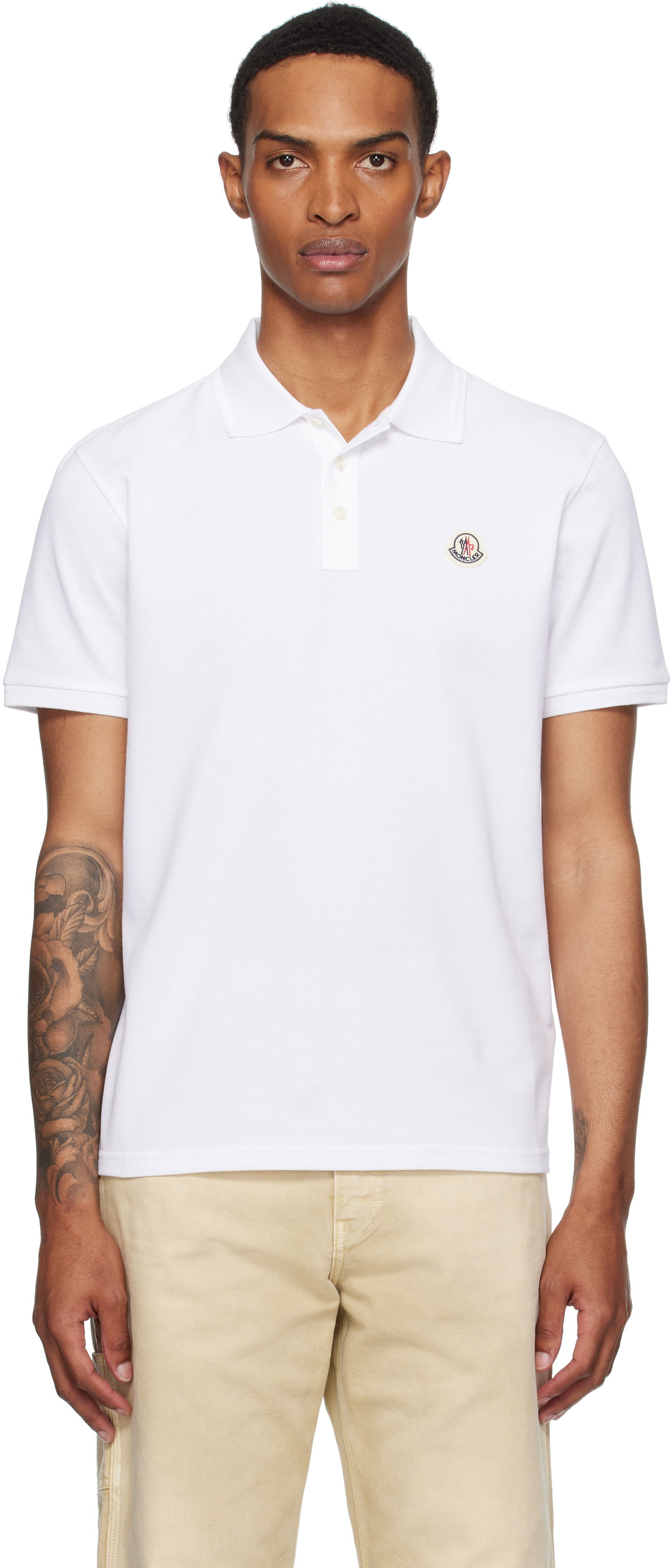Polo tričko Moncler Moncler Logo Patch Cotton Piquet Polo Biela | K20918A0001484556, 0