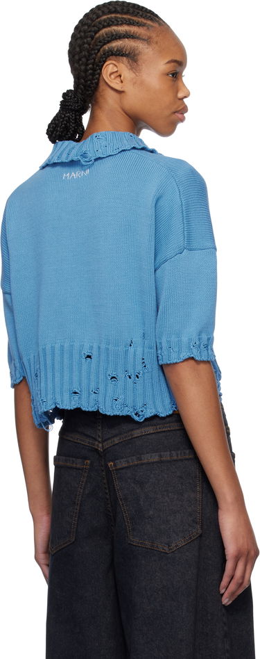 Sveter Marni Marni Cropped Knit Polo Modrá | POMD0045E0 UFC652, 2