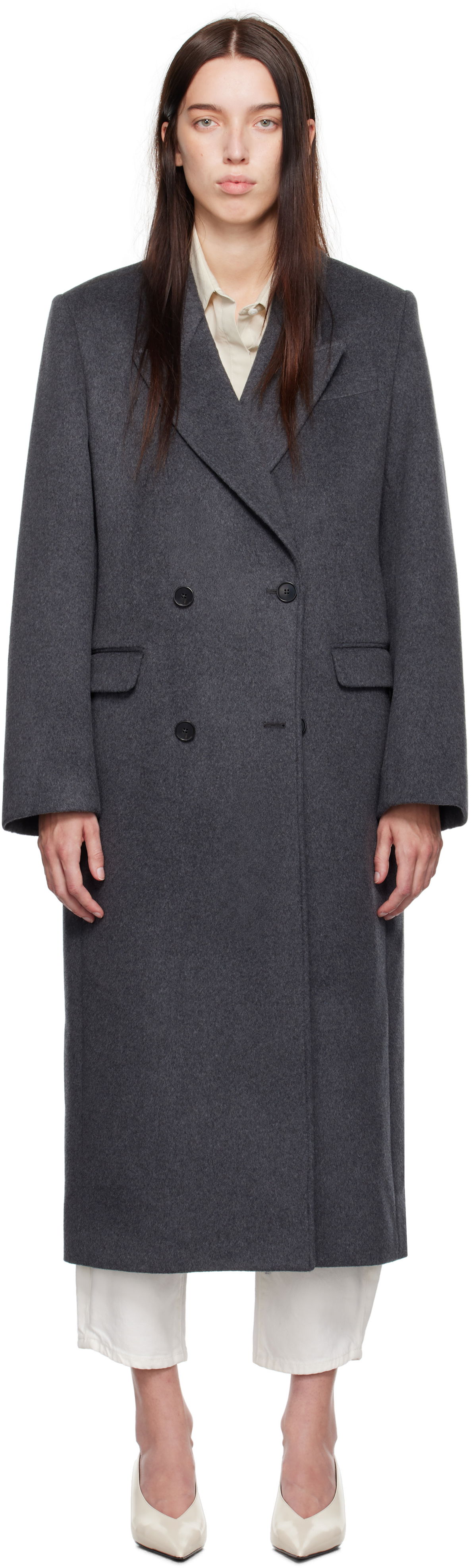 Brushed Wool Double-Breasted Coat