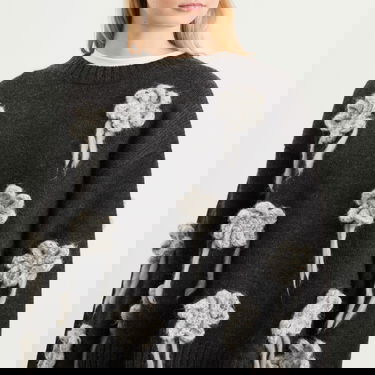 Sveter GANNI GANNI Crochet Flowers Knitted Jumper Šedá | K2624-252, 5
