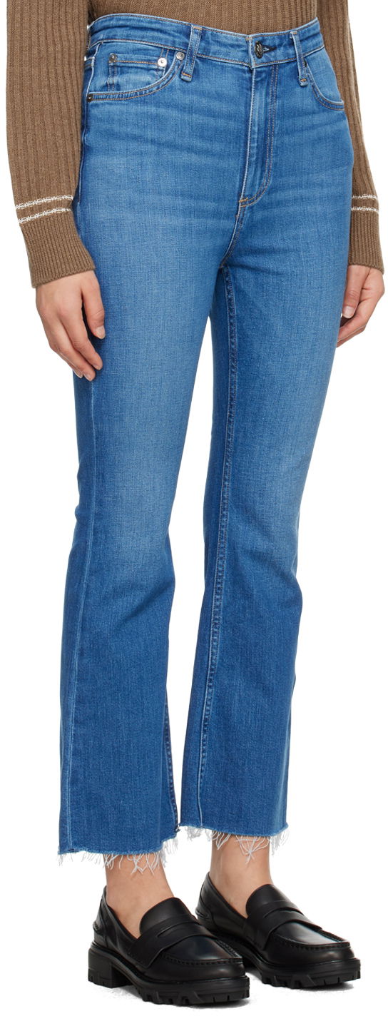 Džínsy rag & bone Casey High-Rise Frayed Flare Jeans Modrá | WDD23F2917C2C1, 1