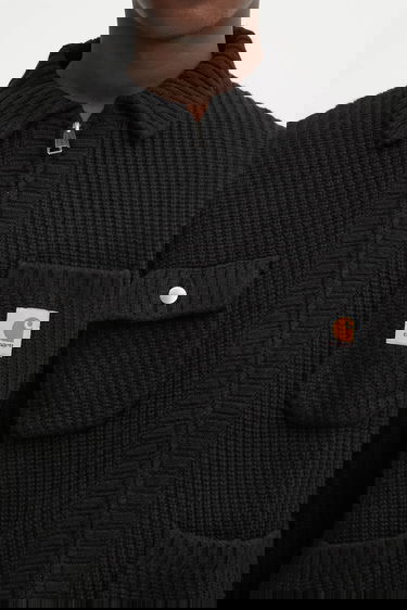 Bunda Carhartt WIP Ribbed Knit Chore Jacket with Full Zip and Patch Pockets Čierna | I035399.89XX, 3