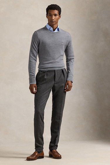 Sveter Polo by Ralph Lauren Textured Crew Neck Sweater Šedá | 710949280, 2