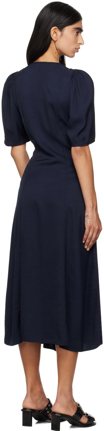Šaty GANNI GANNI Wrap Midi Dress Navy | F9577, 2