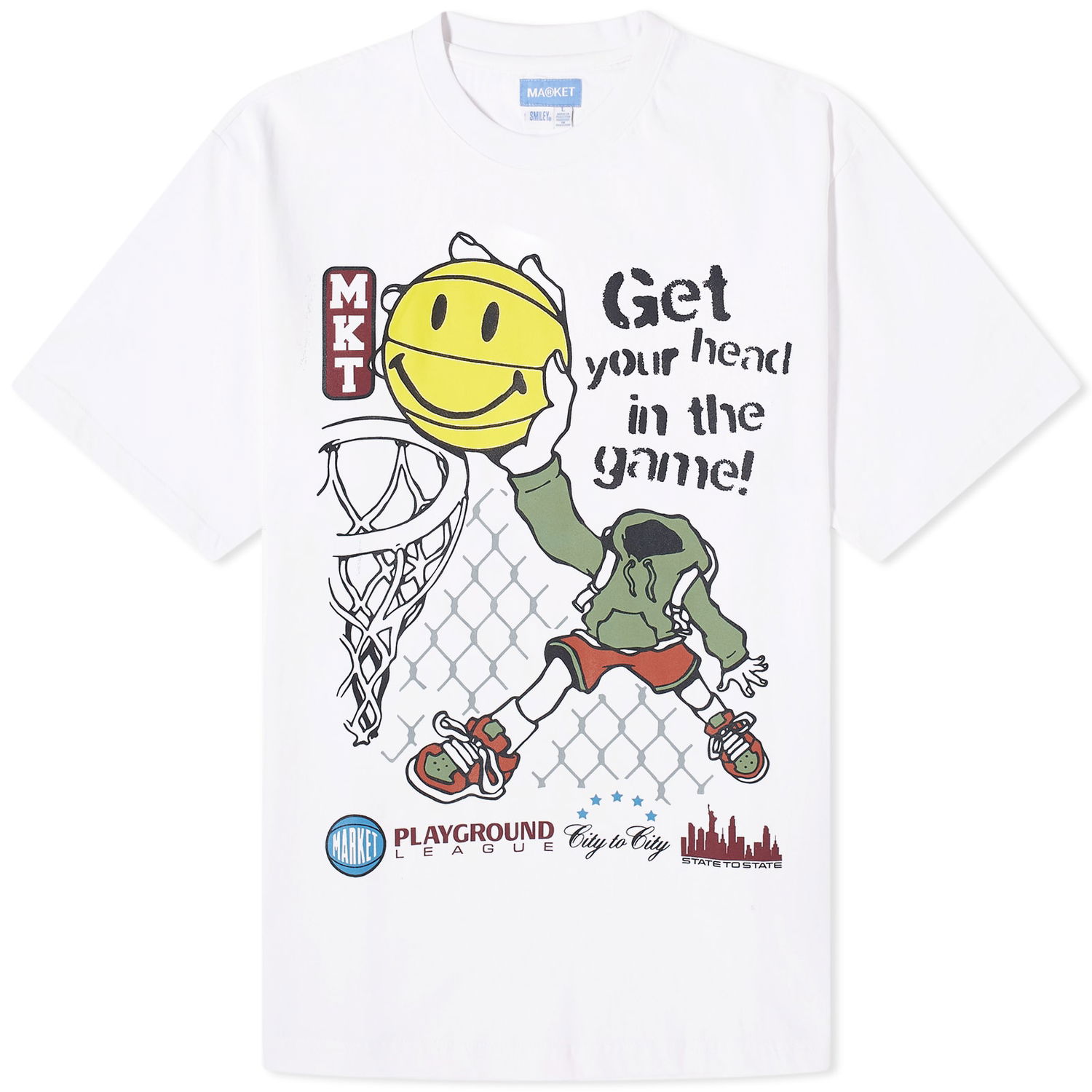 Tričko MARKET Smiley Head In The Game T-Shirt Biela | 399001666-WHT, 0