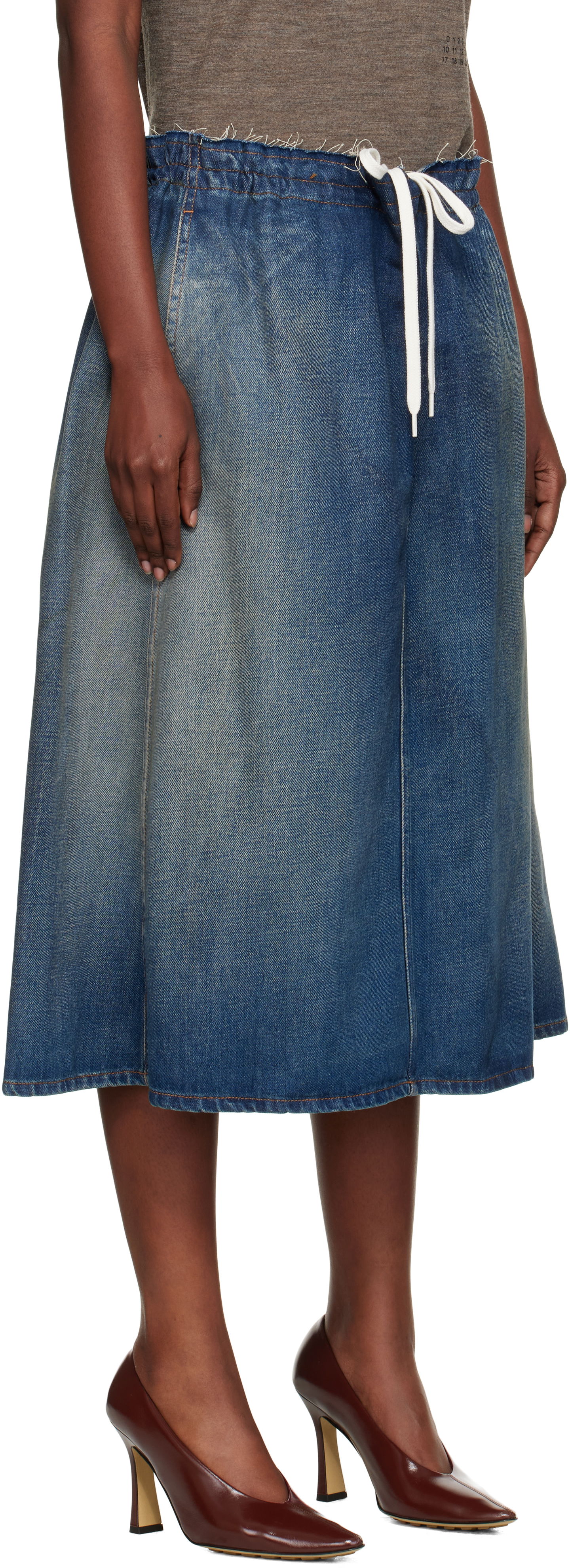 Sukňa Maison Margiela MM6 Maison Margiela Drawstring Denim Midi Skirt Modrá | S52MI0023 M30017, 1