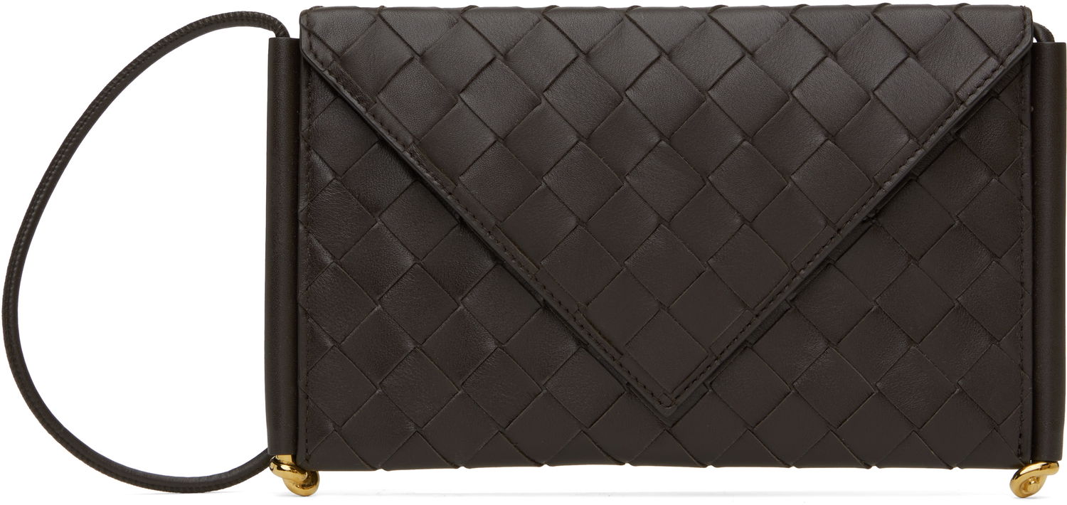 Taška cez rameno Bottega Veneta Woven Leather Phone Crossbody Bag Hnedá | 805975 V4R42, 0
