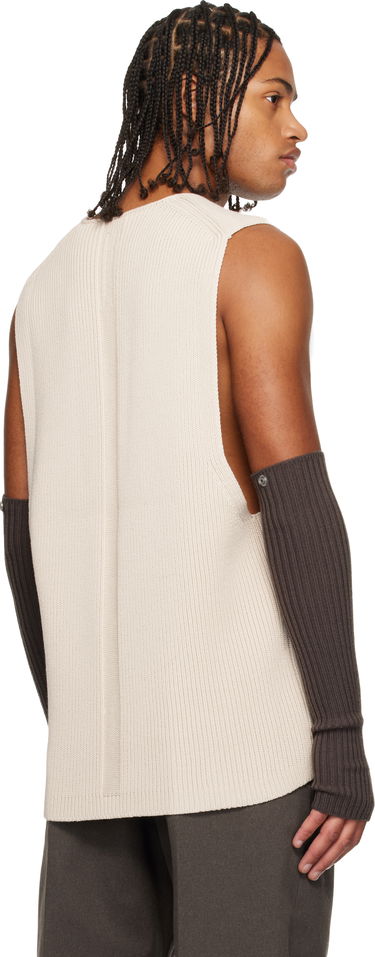 Tielko Rick Owens Concordians V-Neck Rib Knit Tank Vest Béžová | RR02E1683 KWVH, 2